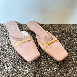 NEW! Massimo Baldi Italian Leather Mauve Open Back Flat Mules Size 7.5